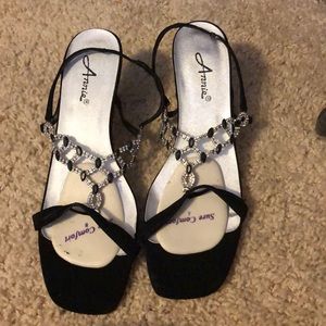 Black and silver heels